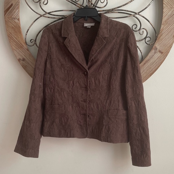 croft & barrow Embossed Look Paisley Dark Brown Blazer - Picture 1 of 6